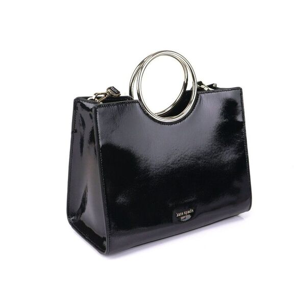NWT Kate Spade Sam Bracelet Bag Tote Black Patent - Picture 5 of 11